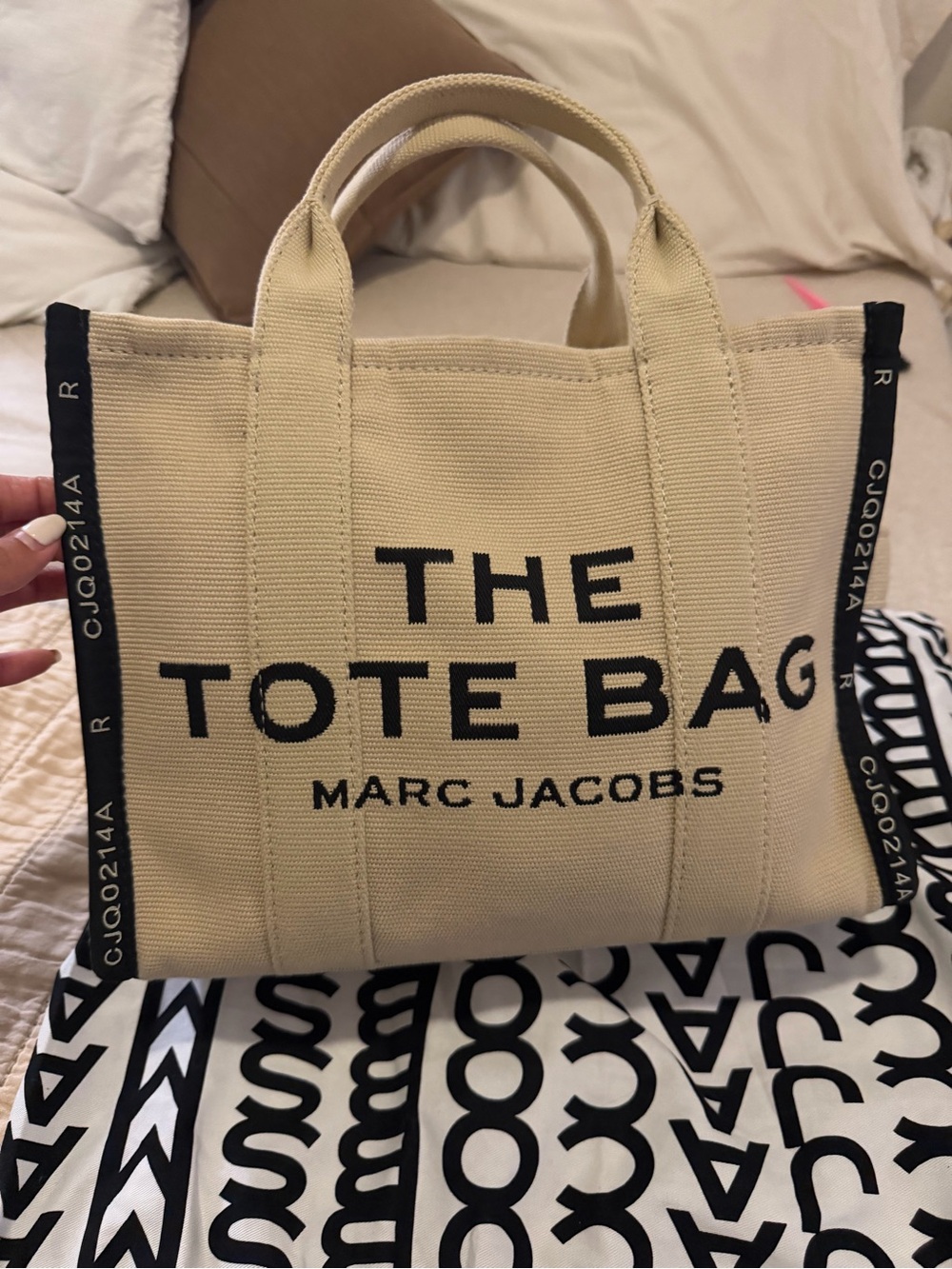 Marc Jacobs Beige Canvas 'The Tote Bag' with Black Logo